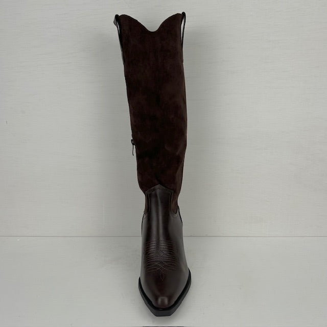 Hoge cowboylaarzen met leatherlook details bruin