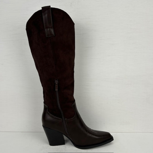 Hoge cowboylaarzen met leatherlook details bruin