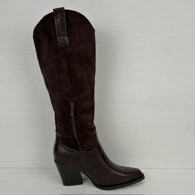 Hoge cowboylaarzen met leatherlook details bruin