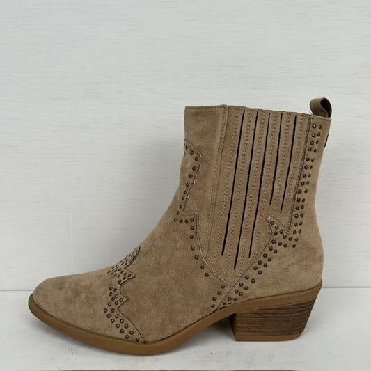 Laag cowboylaarsje met studs khaki