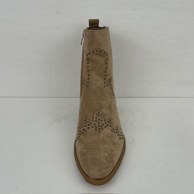 Laag cowboylaarsje met studs khaki