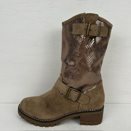 Suèdine laarzen met shiny afwerking taupe