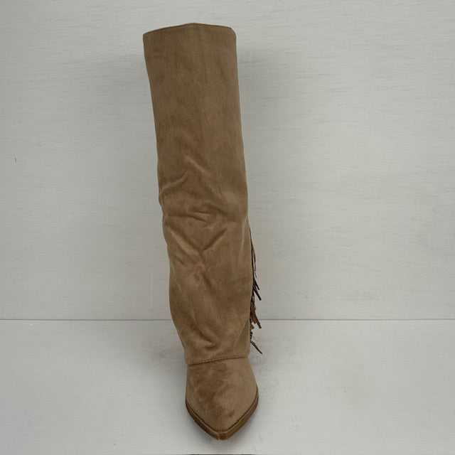 Gave cowboylaarzen met flap en franjes khaki