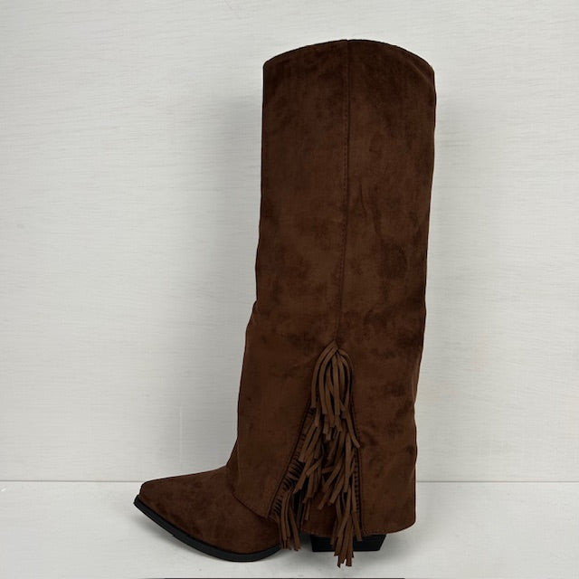 Gave cowboylaarzen met flap en franjes bruin
