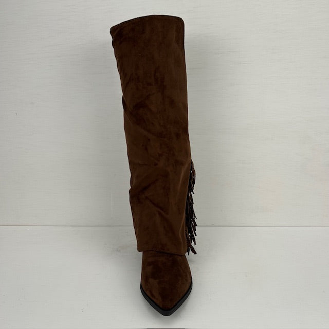 Gave cowboylaarzen met flap en franjes bruin