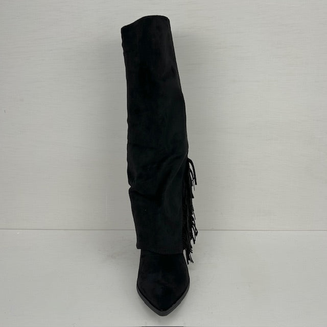 Gave cowboylaarzen met flap en franjes zwart