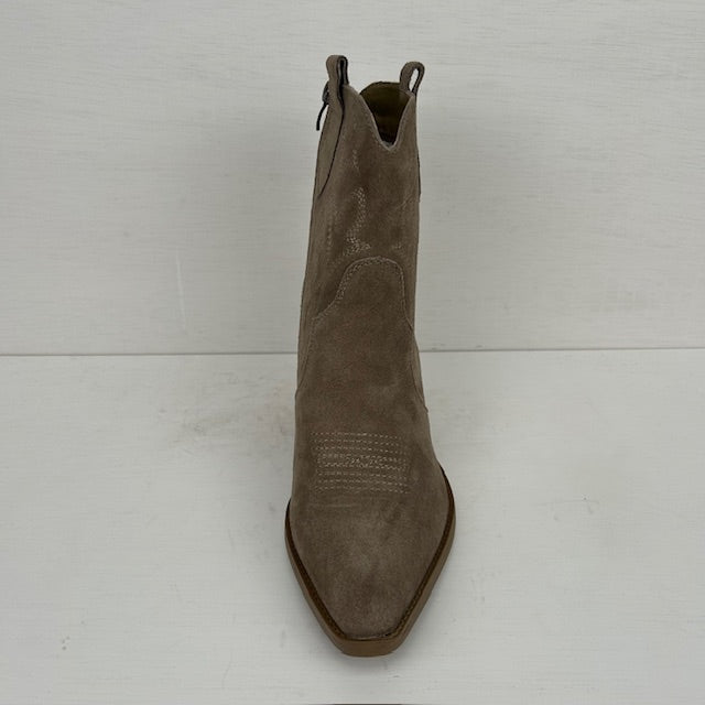 Real leather cowboylaarsje met stoere hak khaki