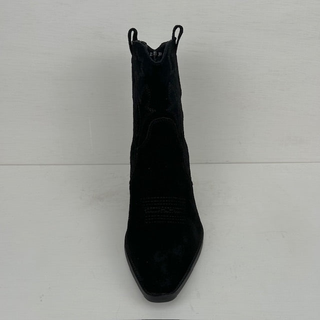 Real leather cowboylaarsje met stoere hak zwart