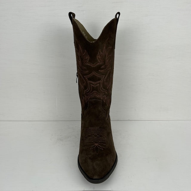 Real leather cowboylaarzen met leuk stiksel bruin