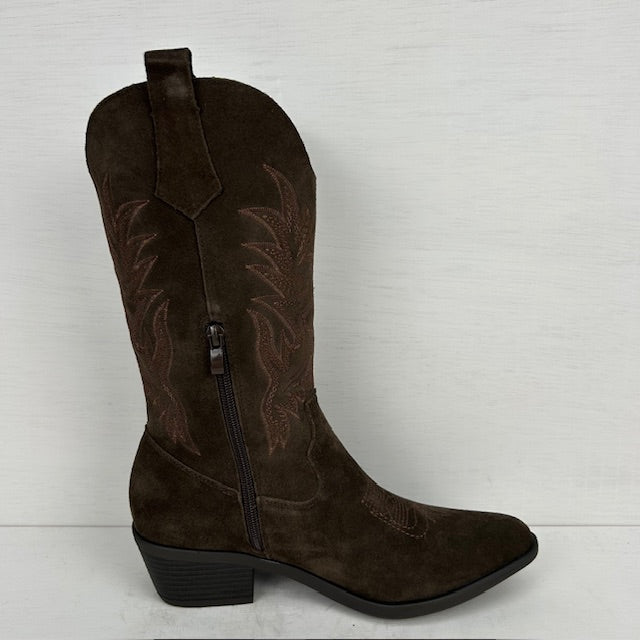 Real leather cowboylaarzen met leuk stiksel bruin
