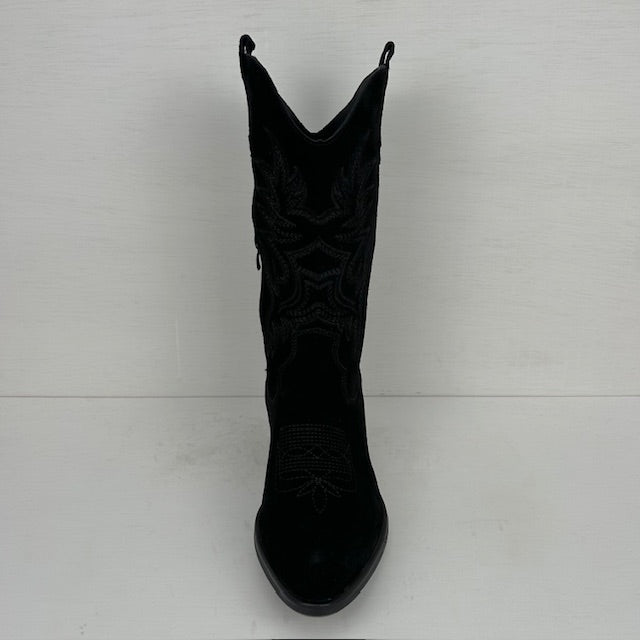 Real leather cowboylaarzen met leuk stiksel zwart