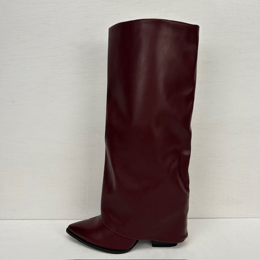 Hoge leatherlook cowboylaarzen met flap rood