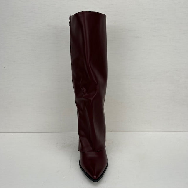 Hoge leatherlook cowboylaarzen met flap rood