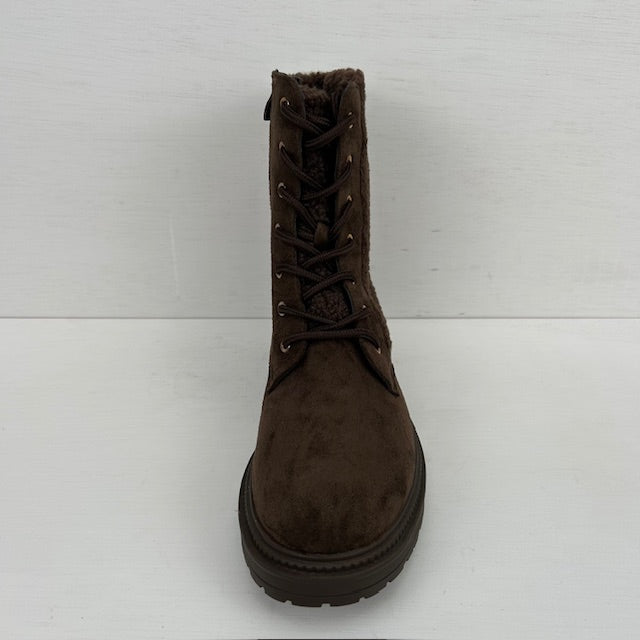 Suèdine veterboots met teddy bruin