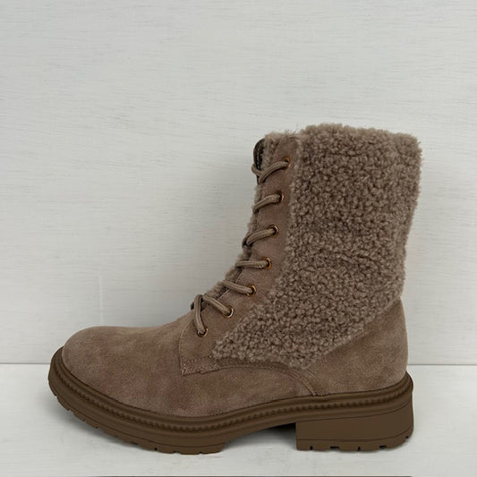 Suèdine veterboots met teddy taupe