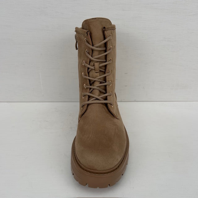 Veterboots met gouden gespje taupe