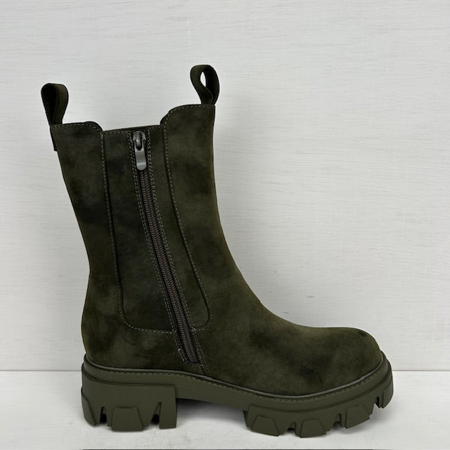 Basic boots met lusjes donkergroen