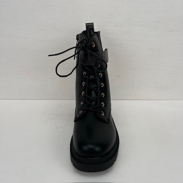Leatherlook veterboots met gave afwerking zwart