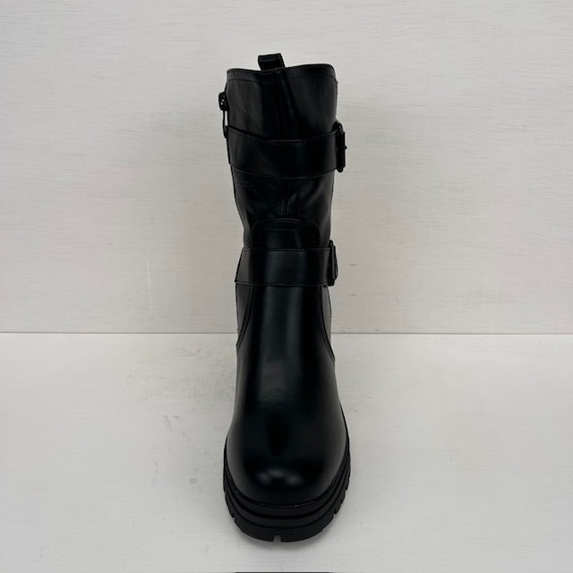 Leatherlook laarzen met stevige hak zwart
