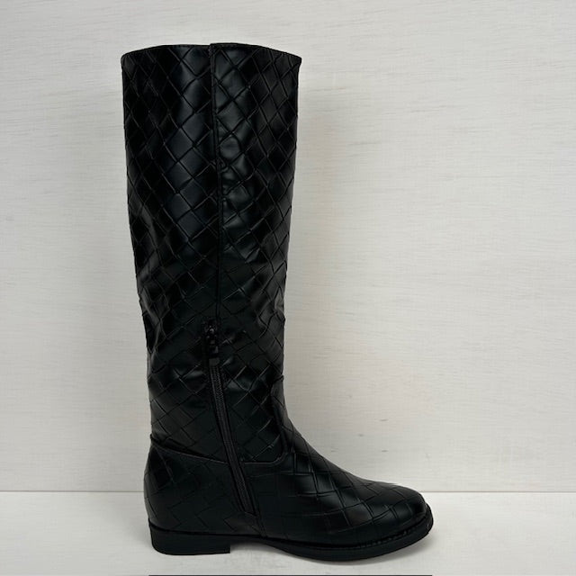 Leatherlook laarzen met gevlochten motief zwart
