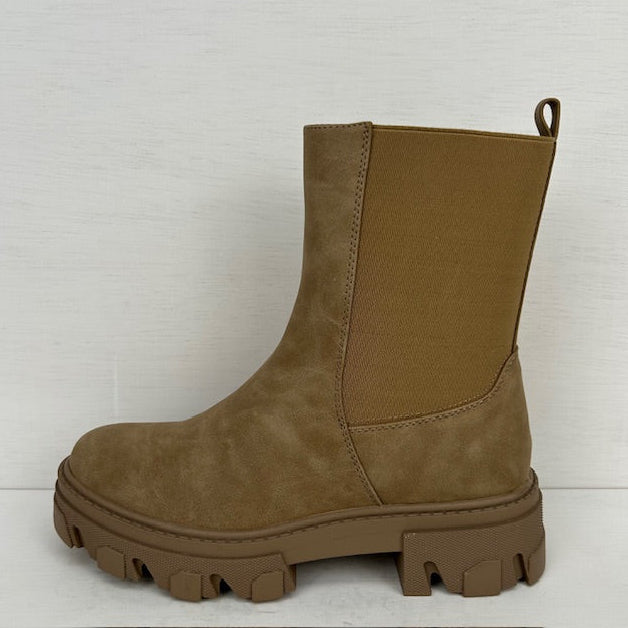 Tijdloze leatherlook boots khaki