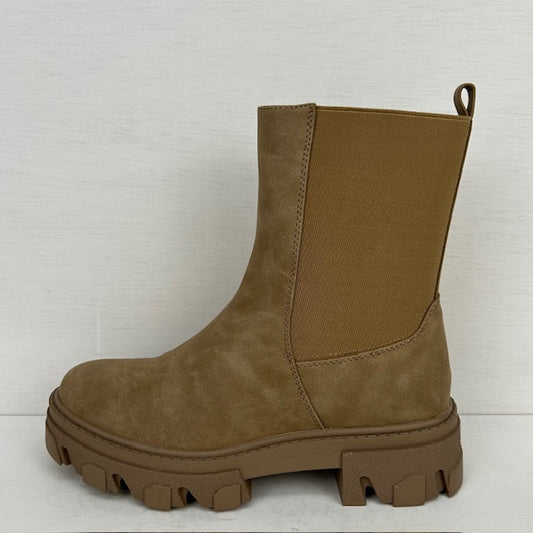 Tijdloze leatherlook boots khaki