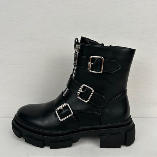 Double zip boots zwart