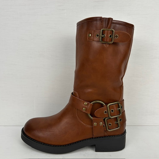 Leatherlook laarzen met gespjes camel