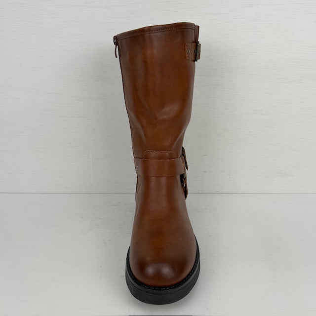 Leatherlook laarzen met gespjes camel