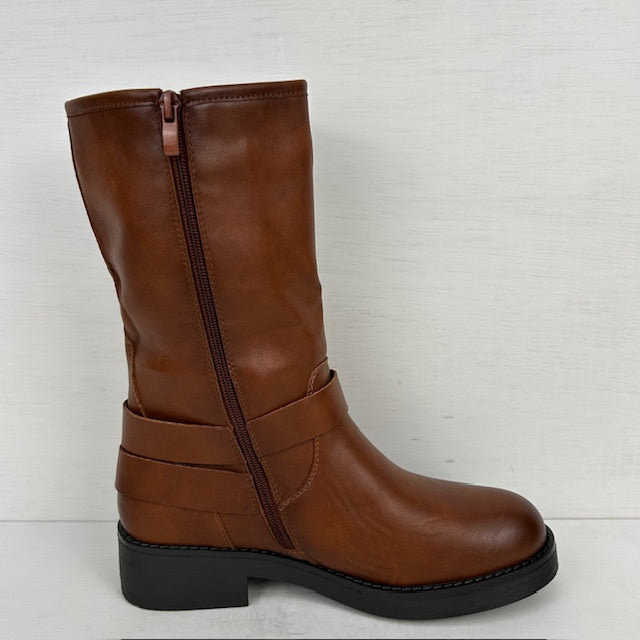 Leatherlook laarzen met gespjes camel
