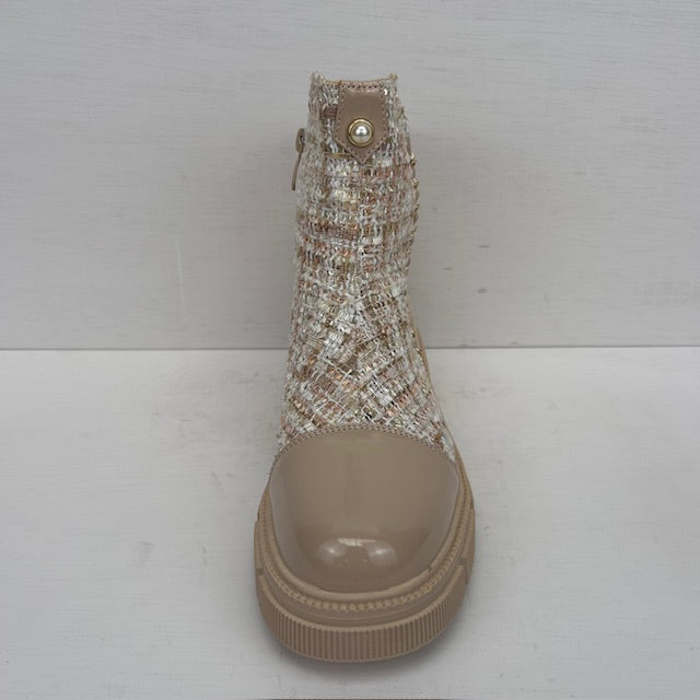 Gave boots met tweed motief beige