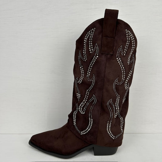 Suèdine cowboylaarzen met gave flap bruin