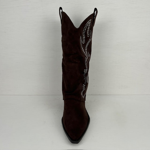 Suèdine cowboylaarzen met gave flap bruin