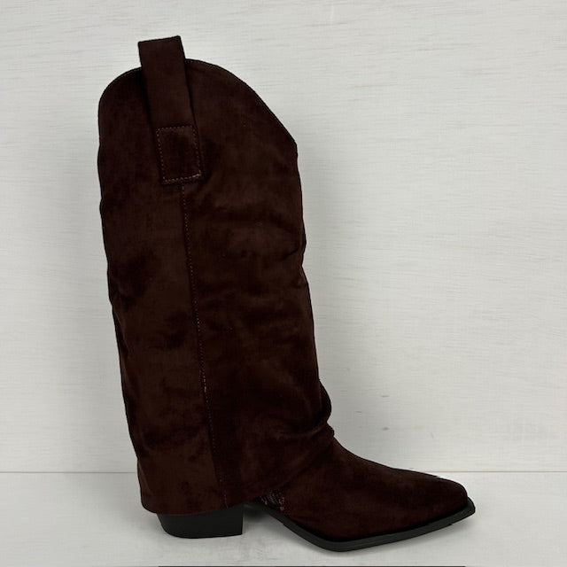 Suèdine cowboylaarzen met gave flap bruin