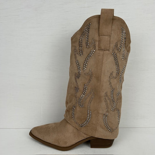 Suèdine cowboylaarzen met gave flap taupe