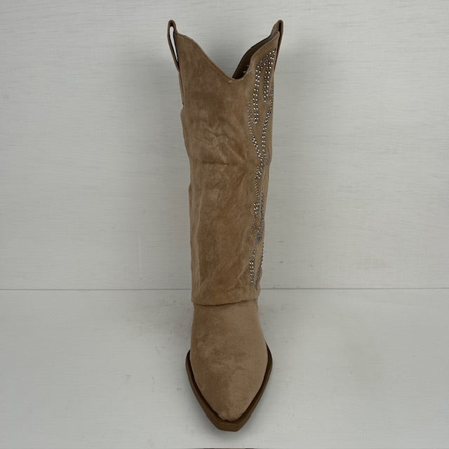 Suèdine cowboylaarzen met gave flap taupe