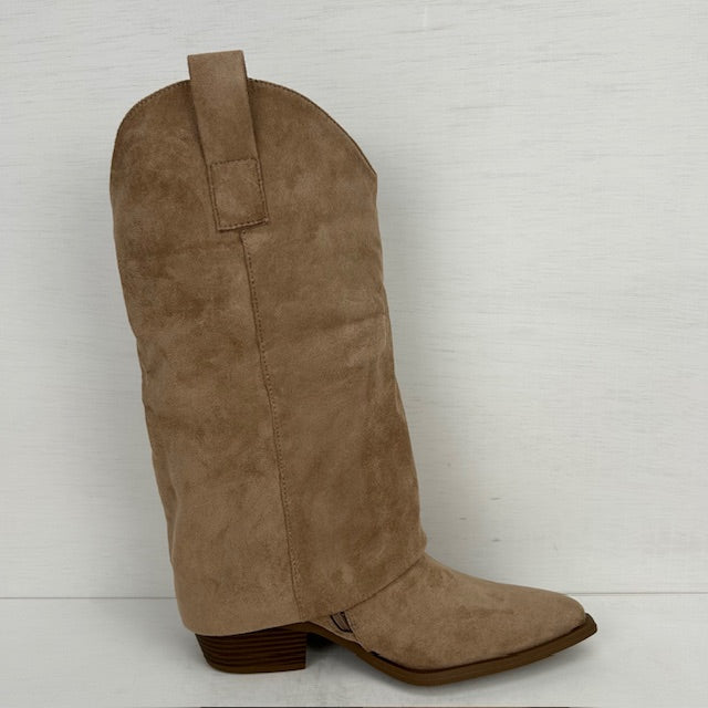 Suèdine cowboylaarzen met gave flap taupe