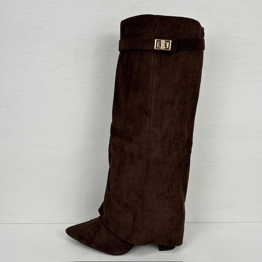 Hoge cowboylaarzen met flap en bandje bruin