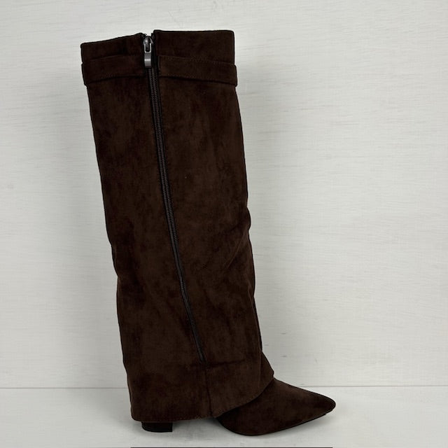 Hoge cowboylaarzen met flap en bandje bruin