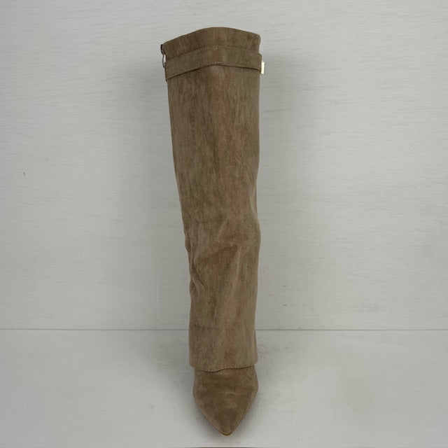 Hoge cowboylaarzen met flap en bandje khaki
