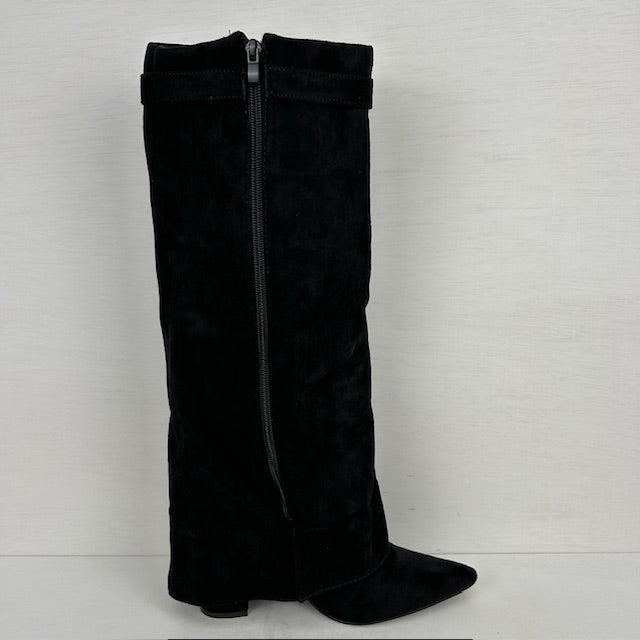 Hoge cowboylaarzen met flap en bandje zwart