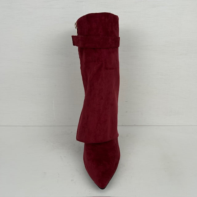 Suèdine cowboylaarzen met flap en bandje rood