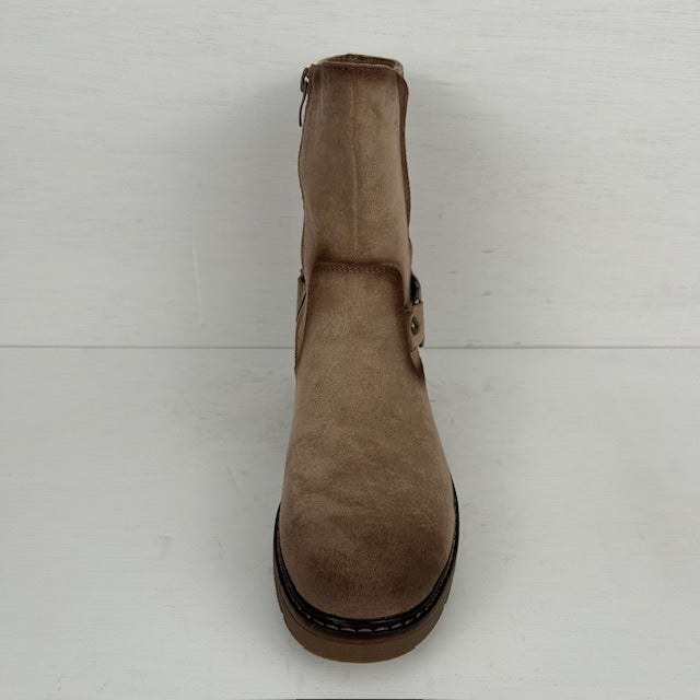 Stoere enkellaarsjes met bandje khaki