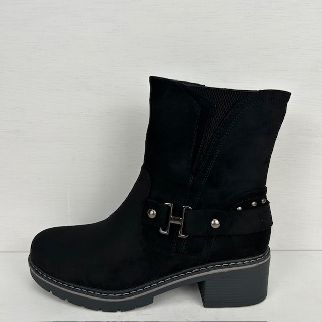 Stoere enkellaarsjes met bandje zwart