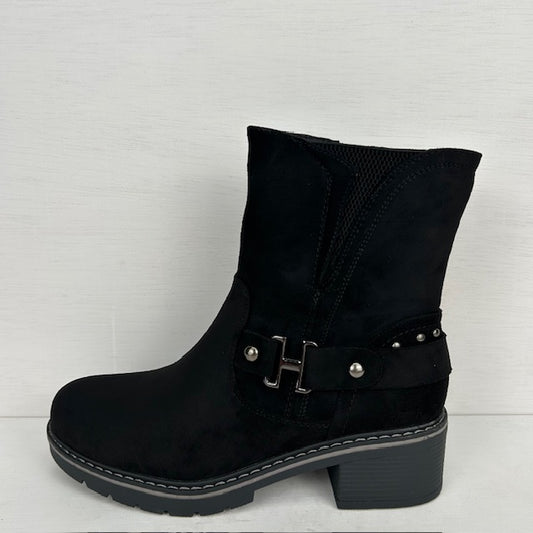 Stoere enkellaarsjes met bandje zwart