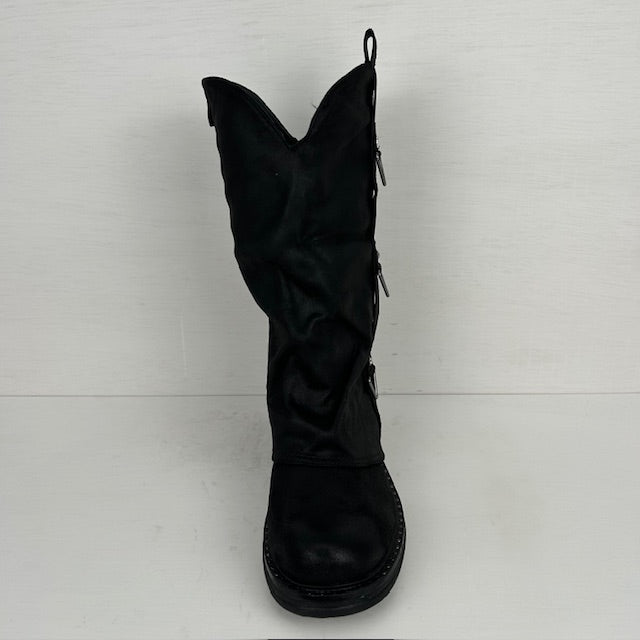 Leatherlook laarzen met trendy flap zwart
