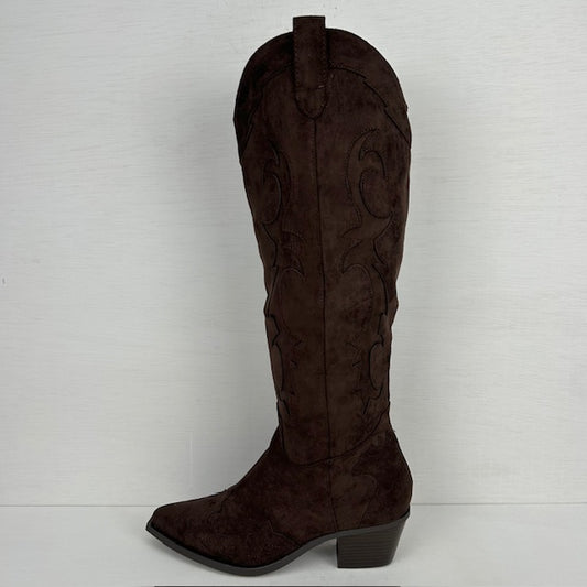 Hoge suèdine cowboylaarzen met gaaf design bruin