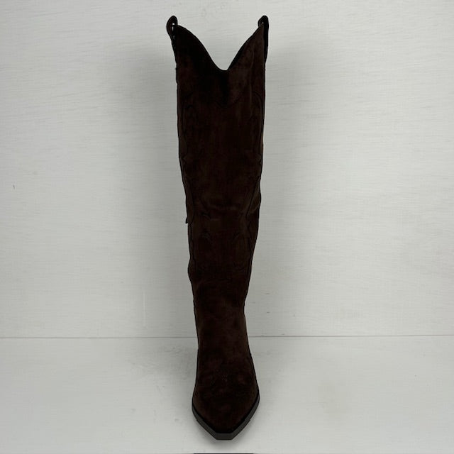 Hoge suèdine cowboylaarzen met gaaf design bruin