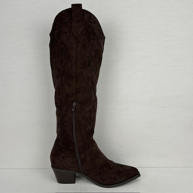 Hoge suèdine cowboylaarzen met gaaf design bruin