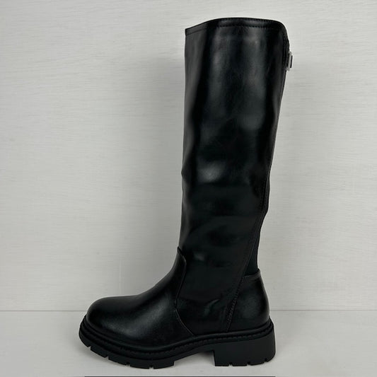 Hoge leatherlook laarzen met gave zool zwart